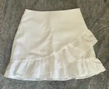 Express White Ruffle Mini Skirt