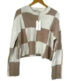 NEW Moon & Madison Cropped Checkered Sweater Size Medium