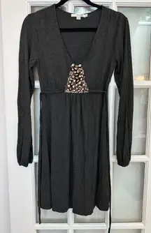 Boden Charcoal Grey Knit Sweater Belted Dress Sequin Detailing Size US 4 Small S