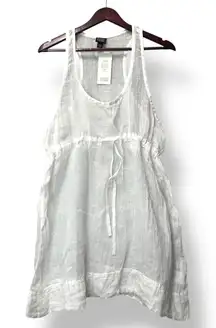 NWT Eileen‎ Fisher Women White Linen Gauze Tunic Tank Top XL Tie Waist Boho