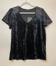Gibsonlook NWT Elegant Black Velvet V-Neck Top T-shirt‎ Size S
