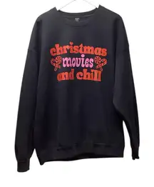 Gildan Black Crewneck Christmas Themed Sweatshirt.  Size XL