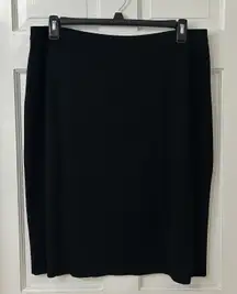 MING WANG Black Acrylic Knit Straight Skirt Elastic‎ Waist Stretch 0X (14W, 16W)