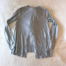 Club Monaco Light Blue Sweater Open Back with Bows Tight Knit Long Sleeve XS