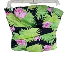 Kay Unger Y2K Vintage 100% Silk Floral Palm Ruched Structured Bustier Size 12