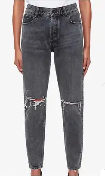 Anine Bing High Rise Ripped Gray Jeans