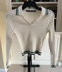 Roma Concept Long Sleeve V-Neck Polo Sweater