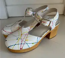 Charlotte Stone Molly paint splatter clogs size 10