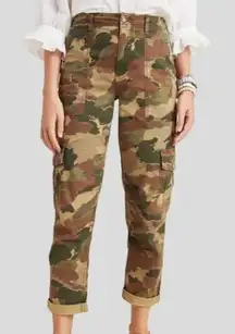 Anthropologie Women's‎ Camo Cargo Straight Leg Linen Blend Pants Size 27