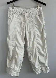 Fresh Produce Capri Pants Cropped Woman’s Size S Beige Ivory Drawstring READ