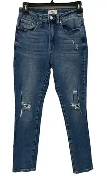JBD JUST BLACK DENIUM‎ High Rise Destroyed Straight in Blue Medium Size 26