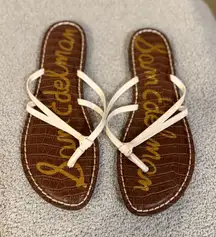 Sam Edelman White Leather Strap Flip Flops, NWT