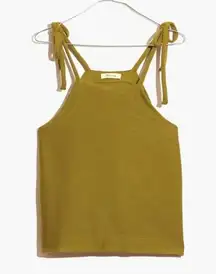 Madewell Tie Shoulder Ribbed Tank Top Spiced Olive Green Size Small