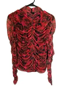 Bagatelle Ruched Mesh Floral Top‎ Size x-Large