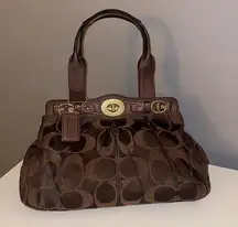 Brown  Signature Collection logo Handbag