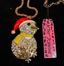 Betsey Johnson Betsy Johnson Festive Snowman Rhinestone Pendant Necklace