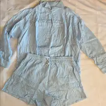 Sky Blue Shirt and Shorts Loungewear Set Women Size XL NWOT