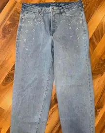 Old Navy rhinestone, sparkle, gem concert high rise OG loose straight leg SZ 12