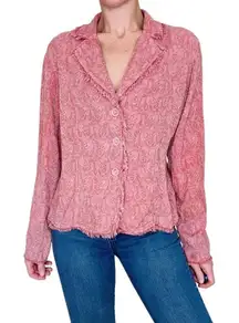 Tianello Pink Paisley Embroidered Fringe Bohemian Tapestry Light Jacket