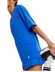 Free People FP Movement Hot Shot Tee Romper Women Size Large Electric Shock Blue