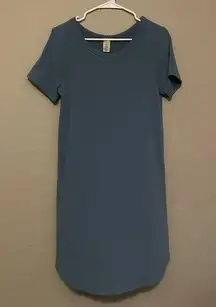 Gyft Womens Short Sleeve Polyester Blend Blue Gray Dress Size Small