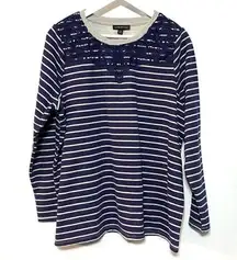 Lane Bryant navy gray striped lace sz 14/16