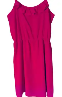 Forever 21 Dark Pink Mini Dress w/ a Ruffle Top Adjustable Straps Women’s‎ Large