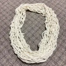 Infinity Knit Scarf Creamy White with Gold NEW