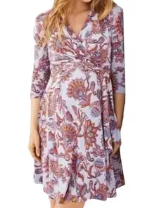 A Pea In The Pod Faux Wrap Floral Maternity Dress M