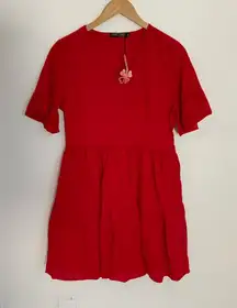 Flounce Sleeve Ruffle Hem‎ Smock Dress