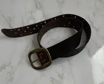 Linea Pelle Pierced Studded Brown Genuine Leather Belt