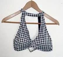 Tinibikini Swimwear Gingham Black White Choker Style V Neck Bikini Top