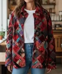 Coldwater Creek Vintage 90s Y2K Velvet Quilt Patchwork Jacket