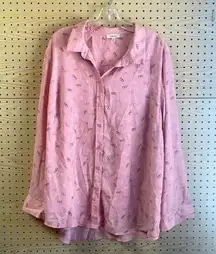 Como blu pink novelty, print eyeglasses button-down shirt office work