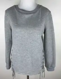 Glamorous Grey Plush Lace Up Side Sweatshirt Nee With Tags Cozy Fall New Tags
