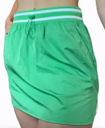 OFFLINE‎ by Aerie Green Athletic Skort Mini Skirt White Stripe Drawstring Sz S