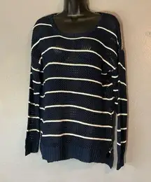 Madison Lilly Navy And White Striped Crochet sweater