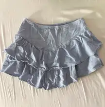 light blue tiered mini skirt
