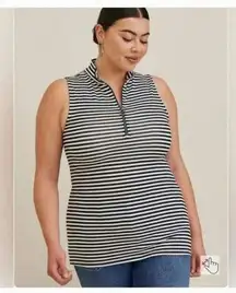 Torrid Foxy Mock Neck Zip Up Striped Tank