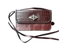 Brighton Crossbody Bag Wallet Brown Crocodile Leather Organizer Card Slots