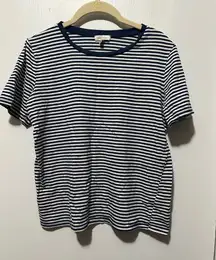 Ella Moss Navy and White Striped Top