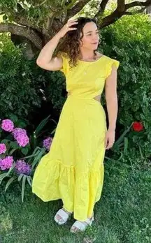 MARISSA WEBB x RTR Yellow Hourglass Waist Cutout Midi Summer Dress Size 4
