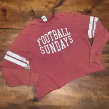 Football Sundays NFL Sporty Womens Small Oversized Crewneck Long Sleeve Shirt