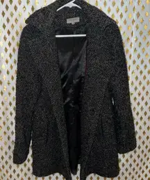 Calvin Klein wool coat hooded lined trench coat gray long size 8