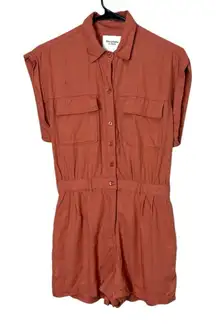 Abercrombie & Fitch Rust Linen Blend‎ Utility Romper Size XS