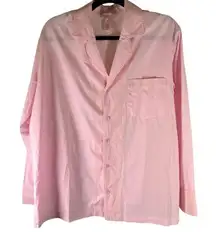 SKIMS Sleep Shirt Women's M/M Pink Cotton Button Down Long Sleeve Pajama Top