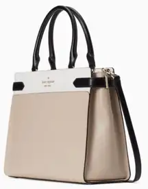 Kate Spade Staci Cameron Large Satchel Warm Beige Multi Colorblock