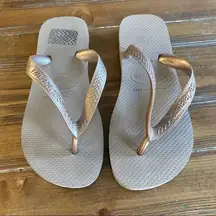 HAVAIANAS Tiras Rose Gold Flip Flop Sandals 6