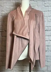 Mote Faux Suede Waterfall Blush Pink Open Front Drape Jacket Women's XXL