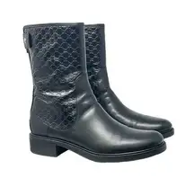 Gucci Guccissima Boots Black Leather Combat Biker Boot Size 41